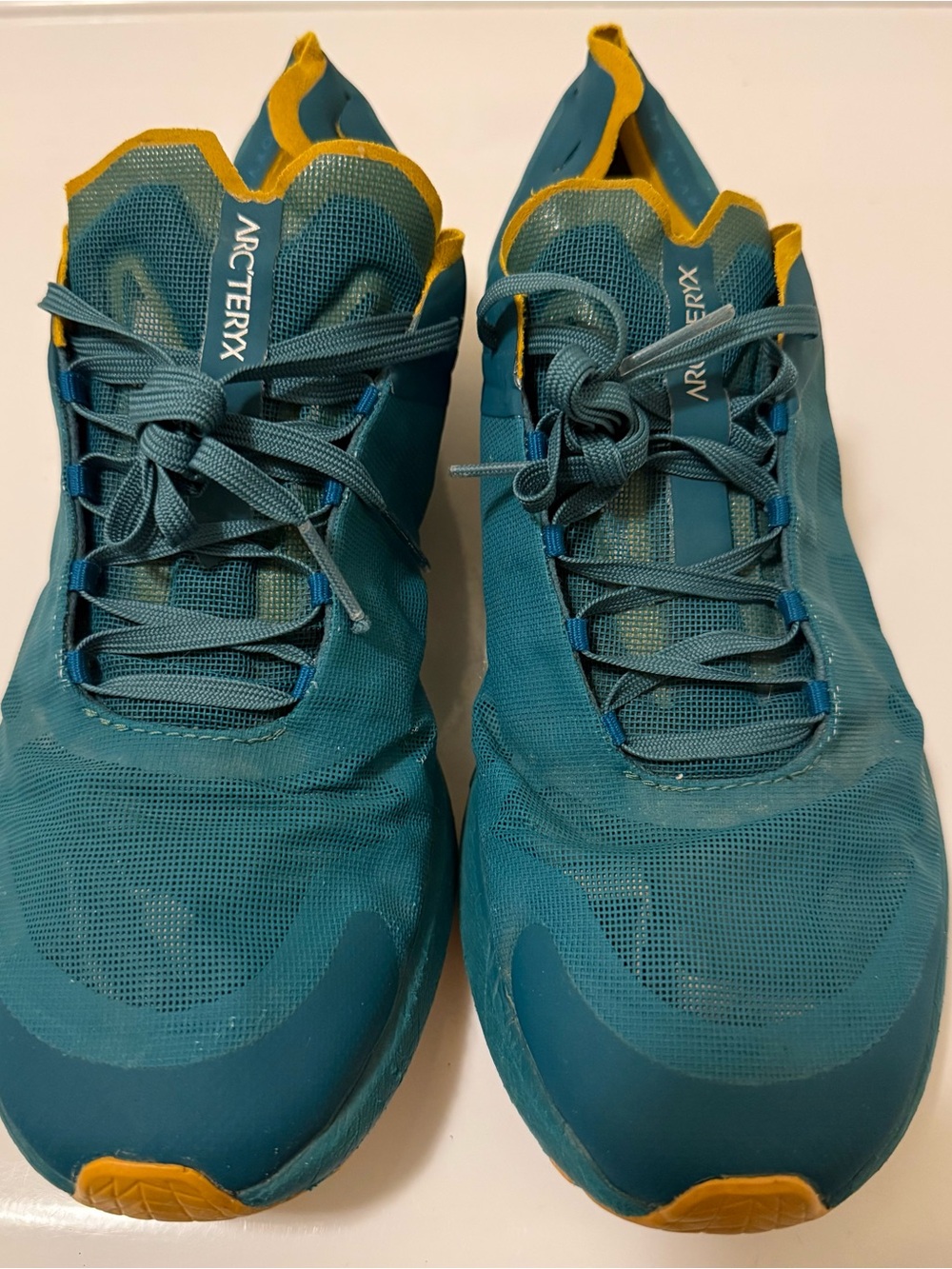 Arc'teryx women's Teal Athletic Trail Shoes with Yellow Trim